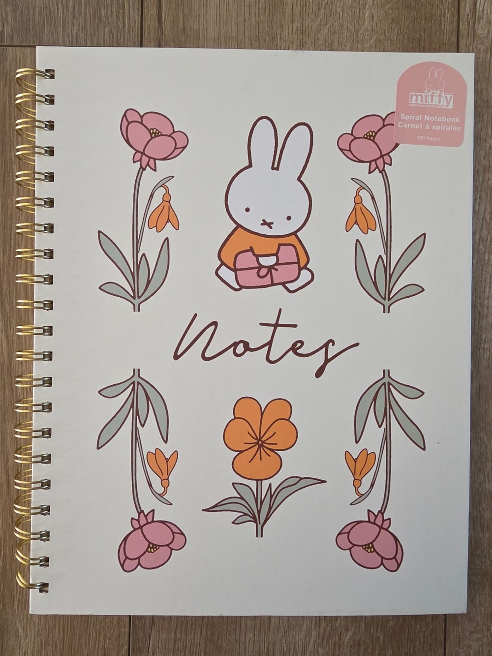 Miffy Spiral 9x11 Notebook Miffy Flowers Pattern Hard Cover 180 Lined Pages NWT✨